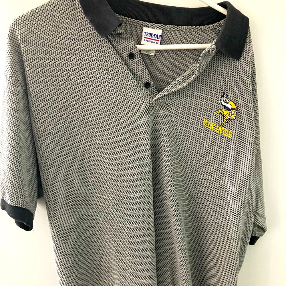 Vintage Minnesota Vikings nfl football true fan sportswear polo shirt size xl